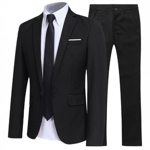 Groom <strong>Suit</strong> Men's Wedding Two-Piece Gentleman Slim-Fit Single Breasted Elegant Solid Color <strong>Suit</strong> - Product Image 1