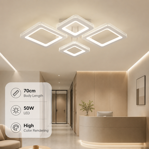 Modern Square Acrylic <b>Led</b> Ceiling <b>Light</b> Remote Dimmable Tri Color High Cri For Living Room Bedroom Home Decoration - Product Image 4