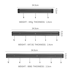 Support <span class=keywords><strong>mural</strong></span> magnétique en bambou pour couteaux, avec crochets adhésifs, <span class=keywords><strong>aimant</strong></span> en ferrite, pour une rangement pratique des couteaux - Product Image 3