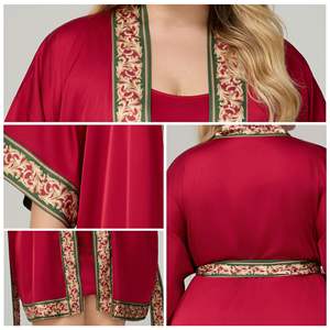 Conjunto de Bata Térmica de Satén de Lujo para Mujer, Talla Grande, Transpirable, Elegante, Ropa de Casa, Estilo Abaya, para Celebraciones y Festividades de Oriente Medio - Product Image 6