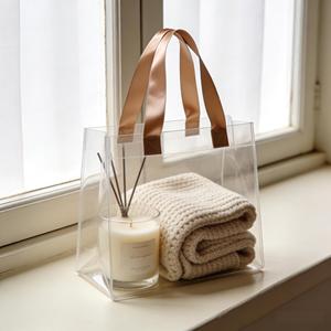 Sac fourre-tout en PVC transparent, imperméable, réutilisable, idéal pour un usage quotidien, les courses, les voyages, la plage, les trajets domicile-travail, le rangement, sac à main élégant et transparent - Product Image 1