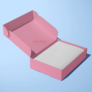 Boîte aux lettres en carton ondulé rose avec logo de marque personnalisé Boîte d'emballage d'extension de cheveux avec impression couleur - Product Image 4