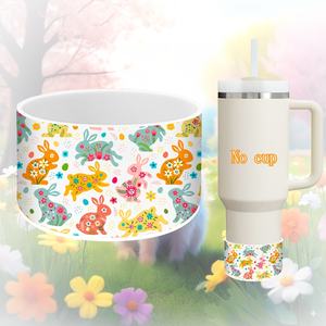 Hearts Bows Rabbits Flowers Prints Protector de silicona Tumbler <span class=keywords><strong>Boot</strong></span> Funda de silicona antideslizante para 20-40 oz Stanley Cup Accesorio - Product Image 4