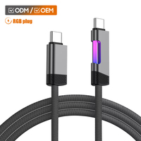 Nuevo Cable de Datos USB Tipo-C PD de 60W y 1M con Malla de Nailon Trenzada, Carga Rápida y RGB para Teléfonos Móviles iOS, Venta al Por Mayor