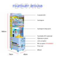 Distributeur de capsules à monnayeur sur le thème de la fantaisie, 1,8 m de haut, pour un joueur, avec éclairage LED violet
