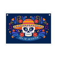 Drapeau en toile du Jour des Morts mexicain 2,5*1,6 FT (50*70cm) avec 2 boucles, utilisé pour la décoration de la pièce