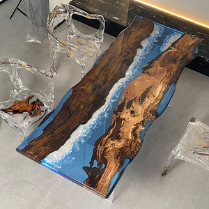 <span class=keywords><strong>Resina</strong></span> epossidica industriale antico <span class=keywords><strong>tavolo</strong></span> da esterno artigianale per la casa di alta qualità convertibile forma ovale profonda colata in <span class=keywords><strong>legno</strong></span> - Product Image 4