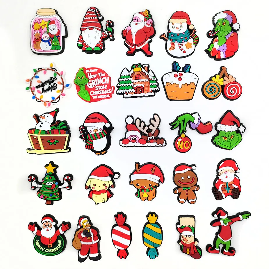 New arrival high quality christmas design croc charms wholesales customized PVC croc