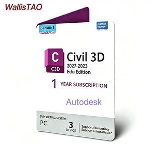 Wallis 24/7 <span class=keywords><strong>Chat</strong></span> Civil 3D 2027-2023 Version Éducative 1 ou 3 Ans, Pack d'Installation DVD, Adapté pour 3 PC, Outil de Conception et de Dessin - Product Image 1