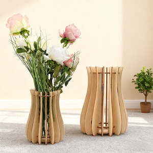 Support de vase en bois, support de fleurs de table, matériau naturel, décoration de bureau, cadeau pour la Saint-Valentin - Product Image 3