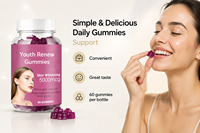 Gummies à croquer Youth Renew en gros, directement de l'usine, 60 pièces, formule naturelle, soutien au bien-être immunitaire, complément pour adultes