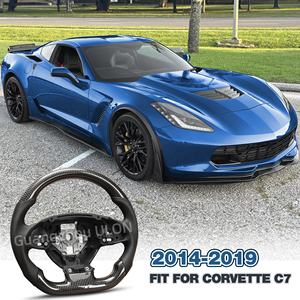 Volante ULON para C-hevy Corvette C7 2014-2019 Nappa cuero perforado en forma de D volante de fibra de carbono de fondo plano - Product Image 2