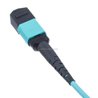 Kabel Patch MPO OM3 12 Core Berkualitas Tinggi, Kustomisasi Pabrik, MPO(female)-MPO(female), OM3 50/125 Bulat 3.0mm LSZH Tipe B
