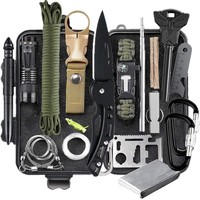 Kit de survie léger 17 en 1 de la marque Tomitomo pour le camping en plein air, la pêche et la chasse