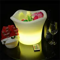 Nouveau seau à glace pour fête bar, pour la maison, avec LED clignotant, plateau de service et refroidisseur de vin, plateau de boisson, pots à glace en plastique lumineux