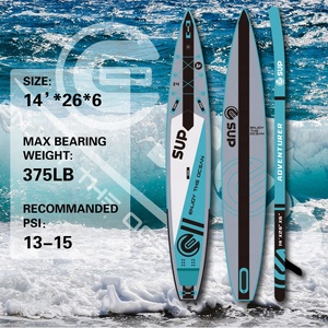 Nuovo Design Tavola da Stand Up Paddle Gonfiabile a Doppio Strato 14 Piedi Bianco Blu Navy con 2 Anni di Garanzia, Tavole da Gara per Adulti - Product Image 4