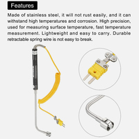 Sonde thermocouple de type L et de type K, capteur de température de surface portable avec poignée isolée