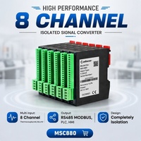 Module d'entrée analogique universel isolé multi-8 canaux 0-10Vdc 4-20mA MSC880 : 0,2% FS I/O SCADA RS485 Modbus, montable sur rail DIN