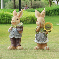 Sculpture de lapin Peter Rabbit en fibre de verre, style pastoral, entièrement faite à la main, pour la décoration de jardin, de cour et de pelouse