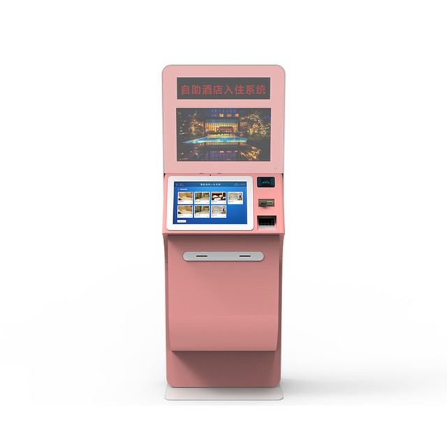 Customized Indoor Hotel Self-service Check-in Kiosk with Cash & NFC POS Payments Passport Facial Recognition SDK Enabled
