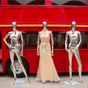 Mannequin Femme <span class=keywords><strong>Grande</strong></span> <span class=keywords><strong>Taille</strong></span> Corps Entier Électroplaqué Or Chromé, Mannequin Féminin Courbes Généreuses, Présentation Spectaculaire - Product Image 4