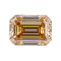 Pierre de Moissanite synthétique couleur champagne, taille émeraude rectangulaire, à facettes chanfreinées, certifiée CAL, pour bague