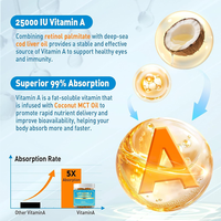 Complément alimentaire en gommes à la vitamine A 25000 UI, saveur orange, sans sucre, à base de pectine végétalienne, marque privée OEM, pour la vision et le soutien immunitaire