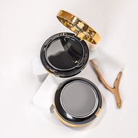 Boîte à coussin d'air rond noir et or bb crème, conteneur de maquillage fond de teint, étui d'emballage