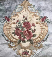 100% polyester chaîne tricoté jacquard collé imperméable brodé fleur de rose tapisserie d'ameublement et tissu pour rideaux