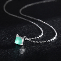 Collier haut de gamme 925 en argent Sterling carré Paraiba Tourmaline lien chaîne Vintage pendentif collier pour femmes déclaration bijoux