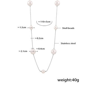 Hainon Rvs Ketting Lange Gelaagde Schelp Parel Trui Ketting Hanger - Product Image 2