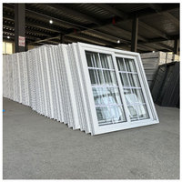 Fenêtre coulissante horizontale en PVC à double vitrage directe d'usine avec persienne en acier inoxydable et cadre en plastique à écran magnétique