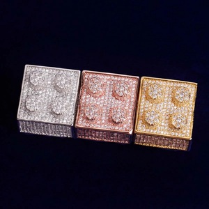 Europa e os Estados Unidos Hip Hop Estilo Dice Cobre Anel <span class=keywords><strong>Real</strong></span> <span class=keywords><strong>Gold</strong></span> Plating Moda Personalidade Hipster Anel para Homens - Product Image 1