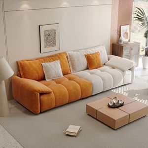 Elephant Ear Cream Style <b>Sofa</b> L Shaped Fabric Upholstered <b>Sofa</b> <b>For</b> Living Room Three Or Four Seats High Resilience Foam Filling - Product Image 3