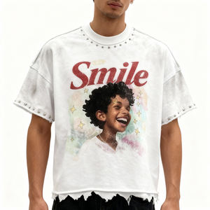 Maßgefertigtes Schwergewichts-T-Shirt 280g 100% Baumwolle Streetwear Boxy Fit Acid Wash Vintage Cropped Oversize Lang Bedruckt mit Stehkragen - Product Image 3