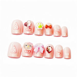 <span class=keywords><strong>Uñas</strong></span> Postizas Acrílicas Cortas Cuadradas <span class=keywords><strong>de</strong></span> Venta Caliente <span class=keywords><strong>con</strong></span> Base Rayada y Decoración <span class=keywords><strong>de</strong></span> Mariposa 3D para Citas <span class=keywords><strong>de</strong></span> Brunch y Fiestas en el Jardín - Product Image 6