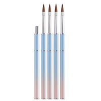 Pinceau à ongles GUYO en acrylique 100% Kolinsky de haute qualité, manche métallique dégradé bleu clair, pour salon de manucure, personnalisation du logo.