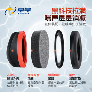 ที่ครอบหูซิงหยู ลดเสียงรบกวน 34 เดซิเบล ปรับได้ สำหรับทำงาน เรียน นอน ยิงปืน สีดำ พร้อมวัสดุ ABS สีแดง - Product Image 5