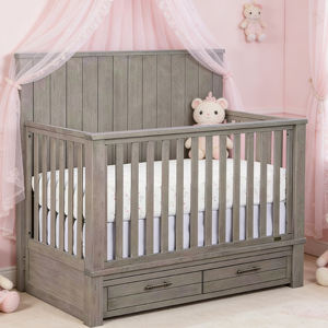 Cuna convertible 4 en 1 con cajón, cama para niños pequeños, cama tamaño completo, altura del colchón ajustable, cuna de madera para bebés - Product Image 3