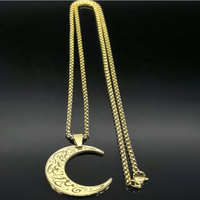 Collier simple en forme de lune arabe pour hommes et femmes, chaîne serpent courte en acier inoxydable, pendentif tendance, cadeau