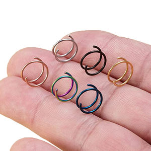 Acero inoxidable al por mayor <span class=keywords><strong>espiral</strong></span> uno y medio doble línea perforada joyería pendientes y anillos de <span class=keywords><strong>la</strong></span> <span class=keywords><strong>nariz</strong></span> - Product Image 4