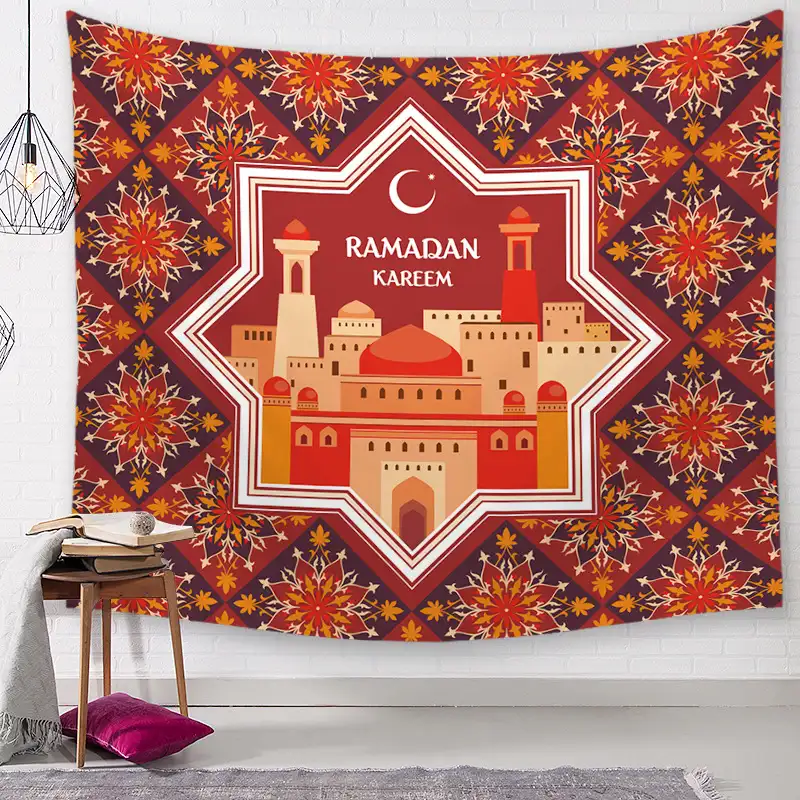 CUSTOM 100% โพลีเอสเตอร์ผ้าขนาดใหญ่ 3D พิมพ์ดิจิตอลอิสลามมุสลิมผนังแขวน Tapestry จากจีน