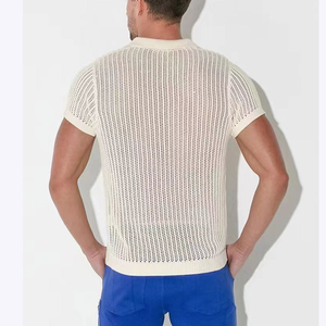 Pullover da uomo personalizzato in cotone Anti-Pilling punta maglia da estate per Polo con bottone ODM <span class=keywords><strong>Su</strong></span> - Product Image 4