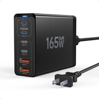 Chargeur pour ordinateur portable HNT GaN 165 Watt 6 ports 4C2A Charge rapide PD+QC3.0 Station d'adaptateur pour Macbook iPad iPhone Samgsung Galaxy Charge