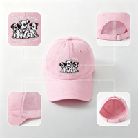 Casquette de baseball brodée motif chien rétro japonais pour femme, chapeau de soleil tendance à large bord amincissant le visage, grande circonférence de tête