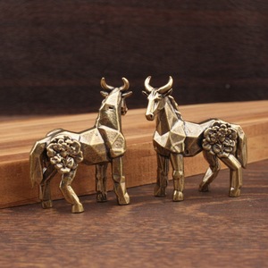 Brass Geometric Horse <b>Ornament</b> With Plum Blossom Design For Home Decoration Chinese New Year Gift - Product Image 2