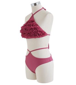 Vêtements de plage grande taille pour femmes, maillots de bain bikinis <span class=keywords><strong>2</strong></span> pièces <span class=keywords><strong>avec</strong></span> <span class=keywords><strong>fleurs</strong></span> en 3D, vente en gros sur mesure - Product Image 4