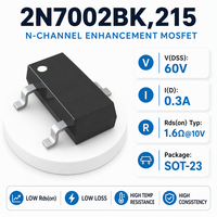Transistor à effet de champ N-Channel MOSFET 2N7002BK TIN-LEAD 60V 0.3A à montage en surface, sécurité, marque NKGLBDT NK, Guangdong 215