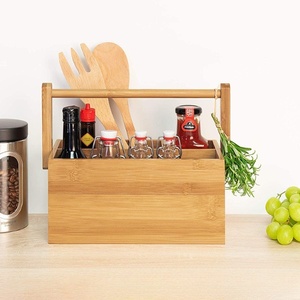Eco-friendly Natural <b>Kitchen</b> <b>Storage</b> Box Spice Rack Bamboo <b>Storage</b> Box With Handle - Product Image 2
