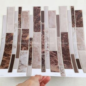 Strip Pattern <strong>Sticky</strong> PVC Peel and Stick Designer Wallpaper Backsplash <strong>Wall</strong> <strong>Tile</strong> for Interior Room Decor - Product Image 1